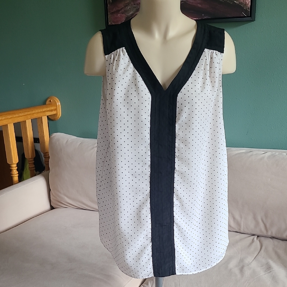Roz & Ali Black and White Polka Dot Tank Top
